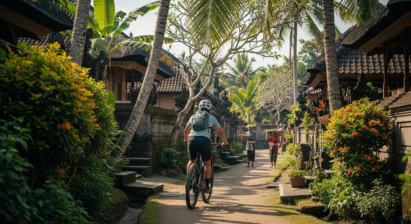 E-bike ride through a Balinese village track