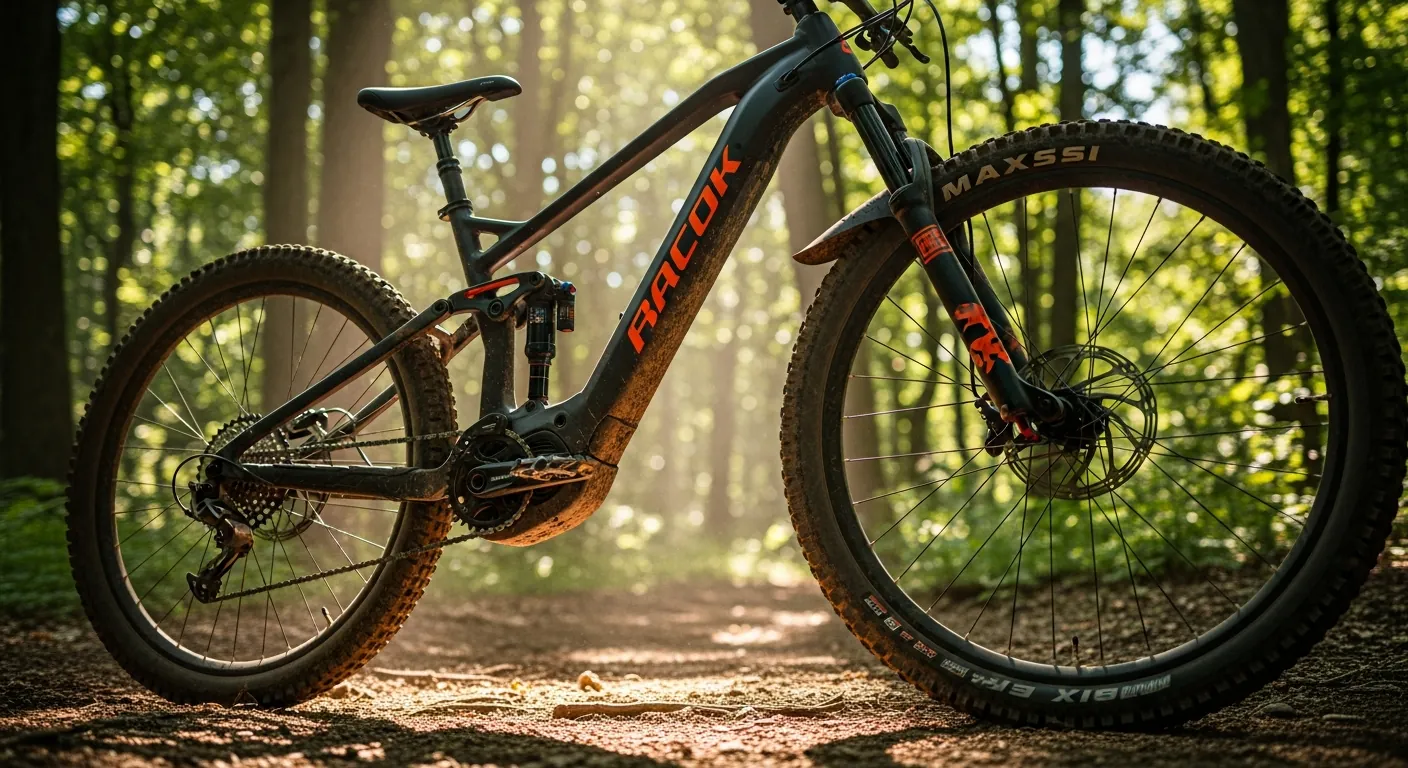 Full-suspension electric mountain bike close-up